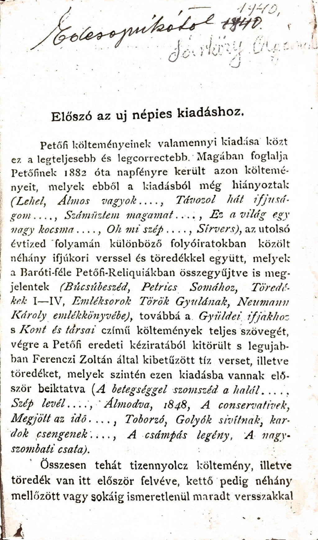 Petőfi Sándor – Petőfi összes költeményei – Athenaeum, 1890 – 2. kép