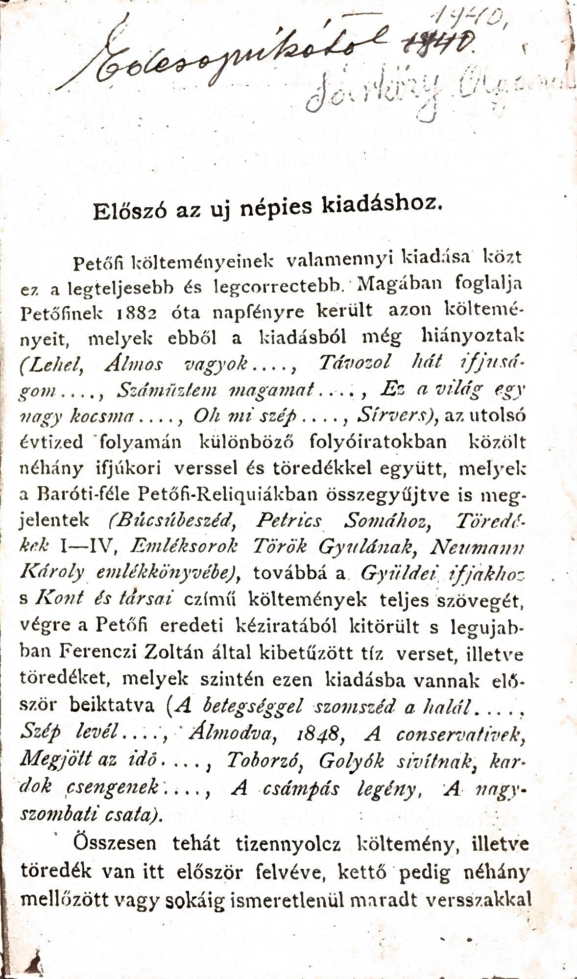 Petőfi Sándor – Petőfi összes költeményei – Athenaeum, 1890 – 2. kép
